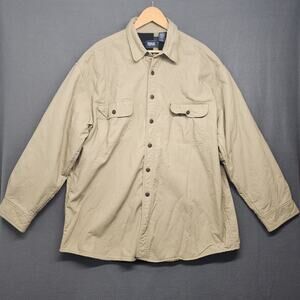 Berkley & Jensen Shacket Shirt Jacket Mens XL Beige Fleece Lined Plaid Vintage